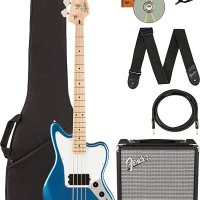 Fender Squier Affinity Jaguar Bass H - Rumble 15 앰프 악기 케이블 긱백 튜너 스트랩 및 Austin Bazaar 교육용 DVD가 포함된 L