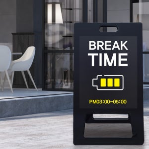 소형 A형 입간판 매장 안내 카페 BREAK TIME 브레이크타임 매장 가게 영업 준비 오픈 외출중 안내 접이식 표지판 PE 식당 카페 A형 입간판 쉬는시간 소형 블랙 무지