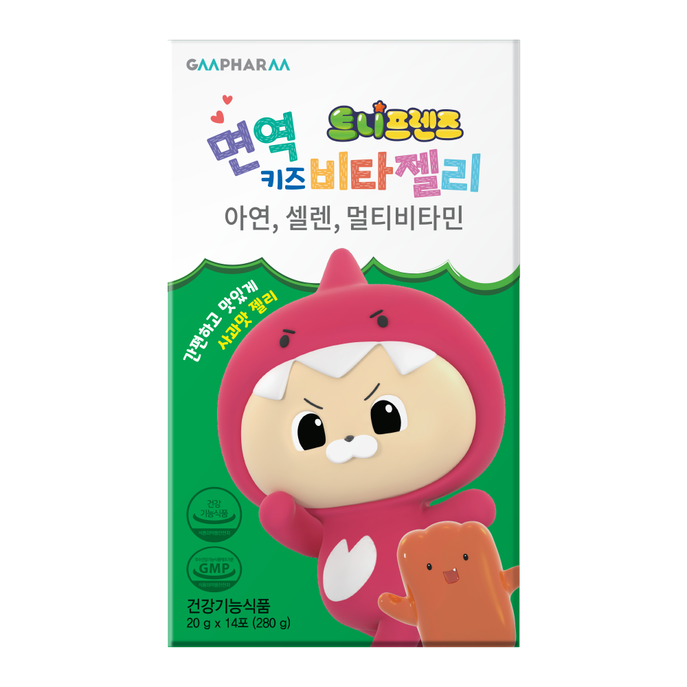 트니<b>프렌즈</b> 면역 키즈 비타 젤리 14일분 아이 멀티 <b>비타민</b> 트니트니 <b>아연</b> 셀레늄 사과맛