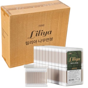알뜰 딱 100개 릴리아 면봉 1박스 총 50000개 위생 화장 메이크업 나무면봉