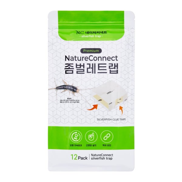 네이처커넥트 좀벌레 트랩 12개입 퇴치법 퇴치제 실버피쉬 방충제 제거 박멸 약 끈끈이 유인