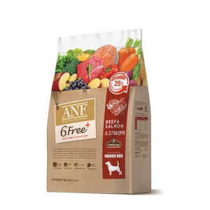 [치석장난감] ANF 독 6프리 강아지사료 소고기+연어, 5.6kg, 1개