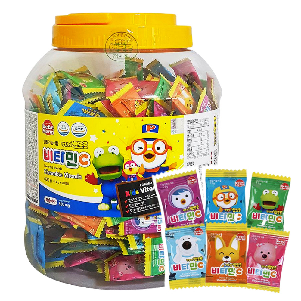 뽀로로 비타민C 500정 600g 외 5종 / 키즈 유아 캐릭터 비타민 사탕 대용량