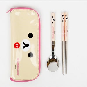 리락쿠마 슬림 수저케이스세트-핑크 연습용 젓가락