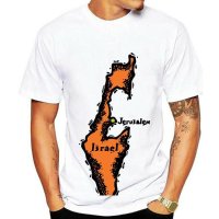 Tshirt 이스라엘 지도 예루살렘 팔레스타인 Isreal 거룩한 땅 남성 t셔츠 코튼