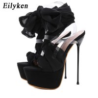 Eilyken-섹시한 레이스업 글래디에이터 샌들 발목 스트랩 16CM 하이힐 여성 펌프스 신발