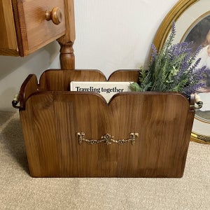 클래식 앤틱 우드 잡지꽂이 바구니 책꽂이 매거진랙 신문지