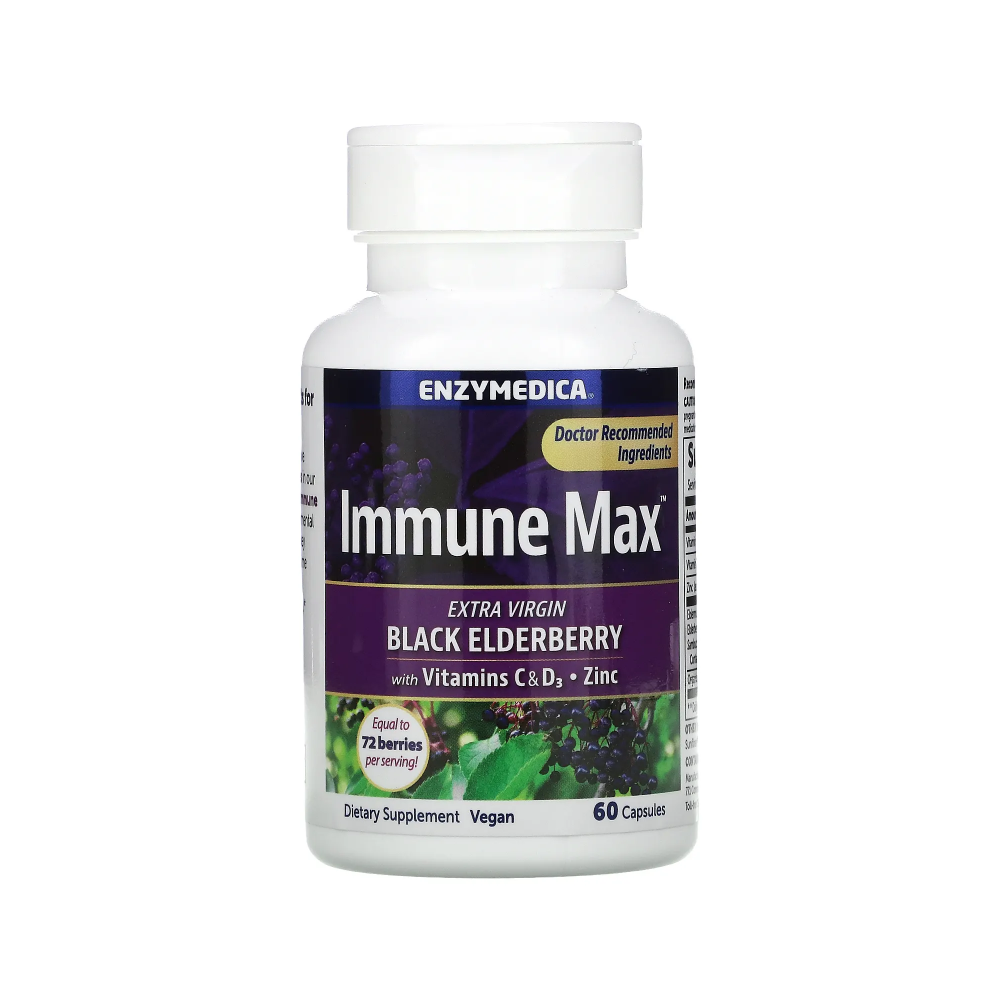 <b>엔자이메디카</b> 블랙 엘더베리 비타민C D3 <b>아연</b> 60캡슐 삼부커스 이뮨 맥스