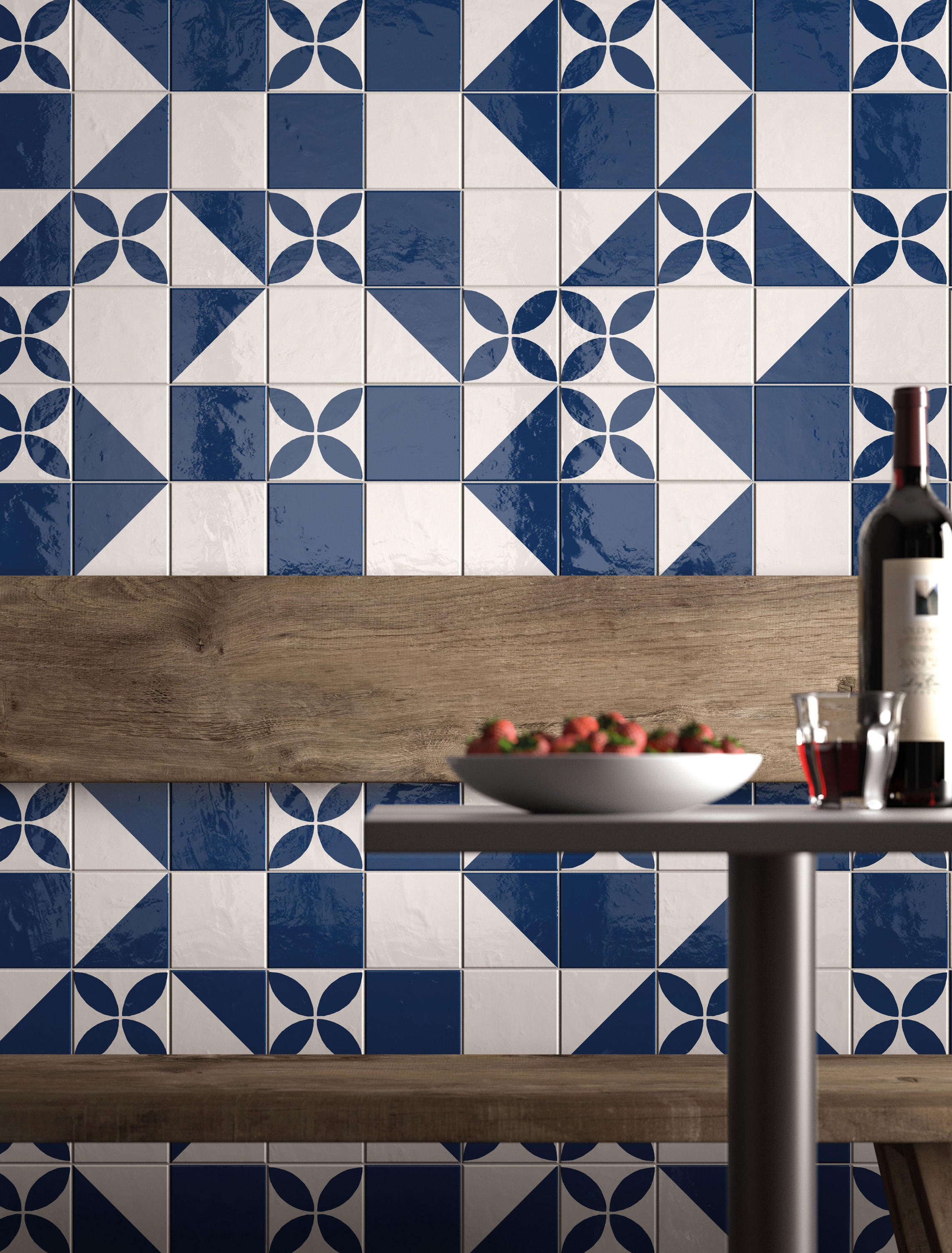 100각 이태리 수입 기하학 패턴 포셀린 아트월 카페 타일 마욜리카