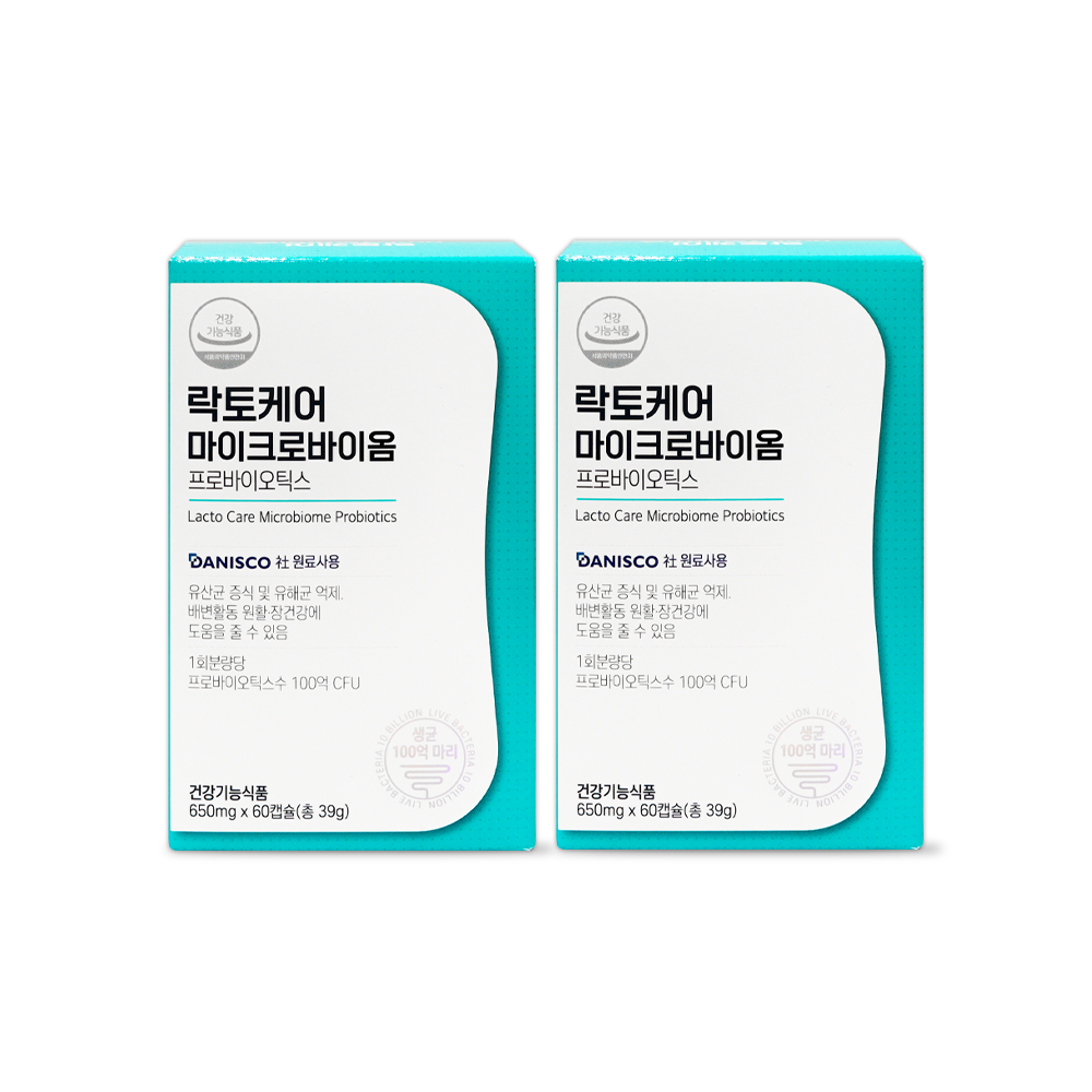 [행사]락토케어 마이크로바이옴 <b>프로바이오틱스</b>(60캡슐) 2통