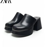 ZARA 자라 여자 구두 블랙 플랫폼 청키 힐 플랫폼 슈즈