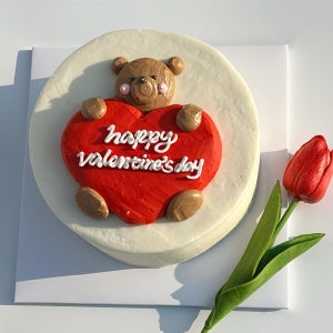 러브베어케이크 택배 배송 레터링 수제 맞춤 주문제작 케익 크림치즈 화이트시트 미니 생일선물