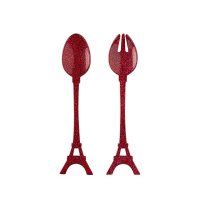 사브르 PARIS 에펠탑 글리터 레드 프렌치 아크릴 2피스 샐러드 서버 수입품