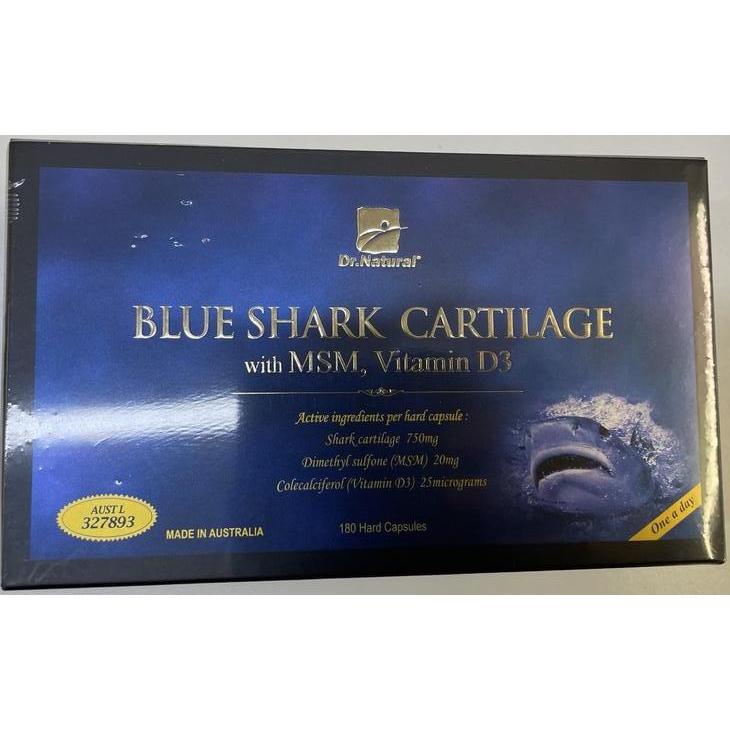 Dr. Natural Blue Shark Cartilage <b>with</b> <b>MSM</b>, Vitamin D3 닥터 내추럴 블루 샤크 카트리지 청상어 연골 <b>MSM</b> 비타민D3 <b>1000mg</b> 180정