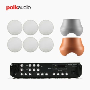 V60 실링스피커 6개+ATRIUM SUB100 서브우퍼+SR-450D 4채널 앰프 POLK AUDIO 매장 카페 상업용 음향패키지