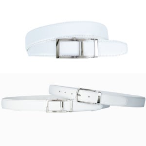 레더팜 화이트 자동 수동 골프 벨트 가죽 허리띠