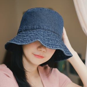 국내생산 무지 데님 워싱 버킷햇 남자 빈티지 와이드 챙 벙거지 여자 챙넓은 데님모자