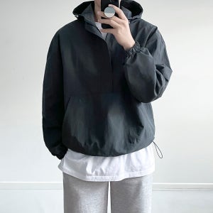오버핏 남자바람막이 반집업바람막이