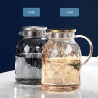 결혼답례품 티팟세트BORREY-1.8L 유리 차가운 주전자 세트, 주스 1 포트 4 컵 내열성 커피 물 피처 레모네이드