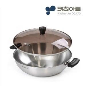 키친아트 인덕션 겸용 원형 전골냄비 포스코 스텐 샤브샤브 냄비 28cm 식기세척기가능