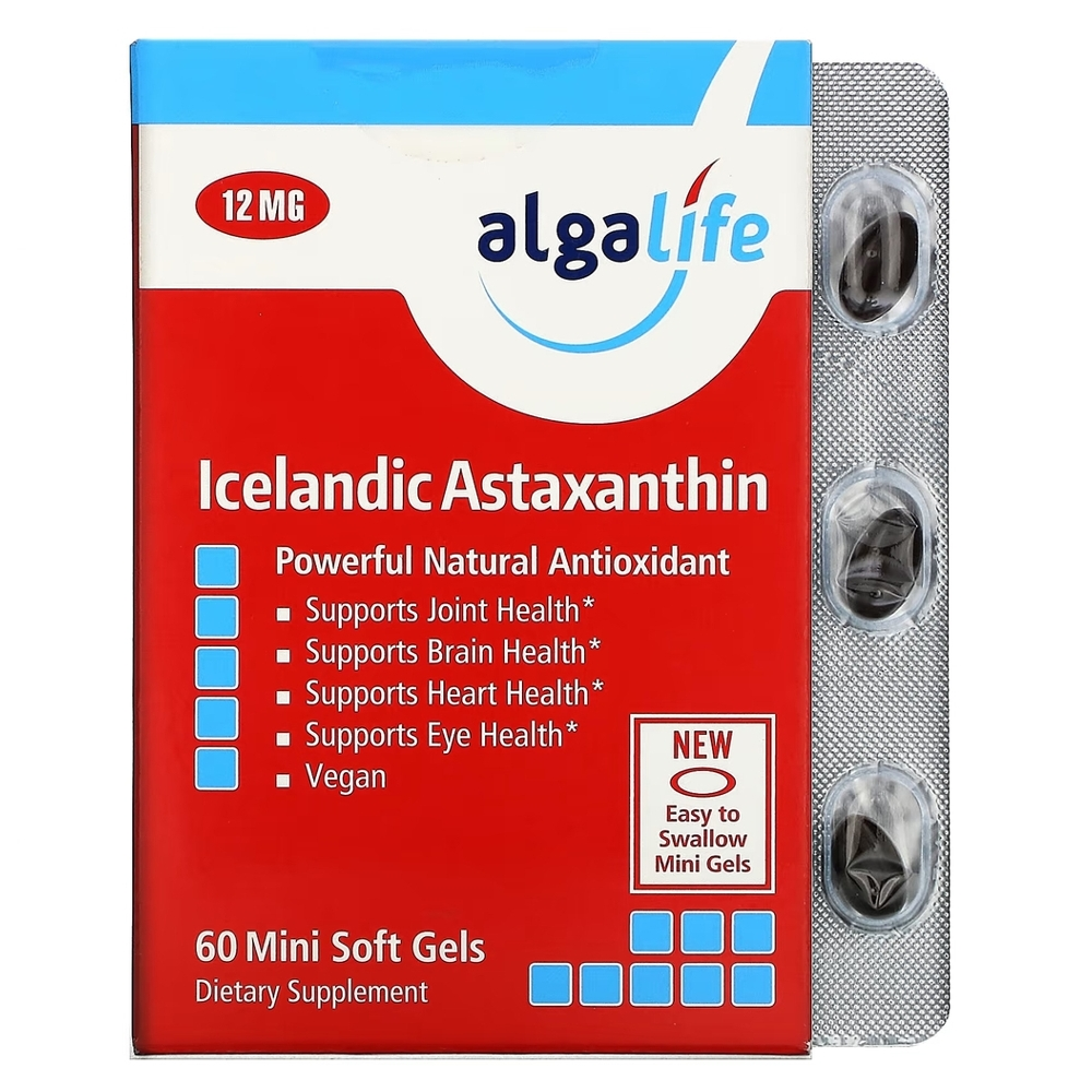 <b>Algalife</b> 아이슬랜드 아스타잔틴 12mg 미니 소프트젤 60정