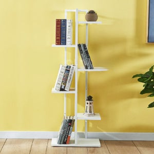 북타워 벽선반 철제 책 북 무지주선반 ㄷ자 거실 선반장 500x265x1430mm, 5단, 화이트