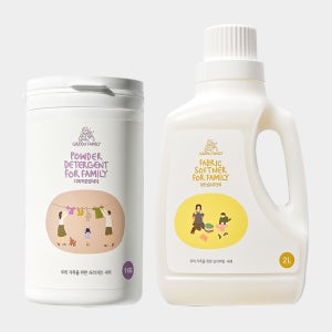 그린패밀리 분말세탁세제 섬유유연제 세트 1kg 2L