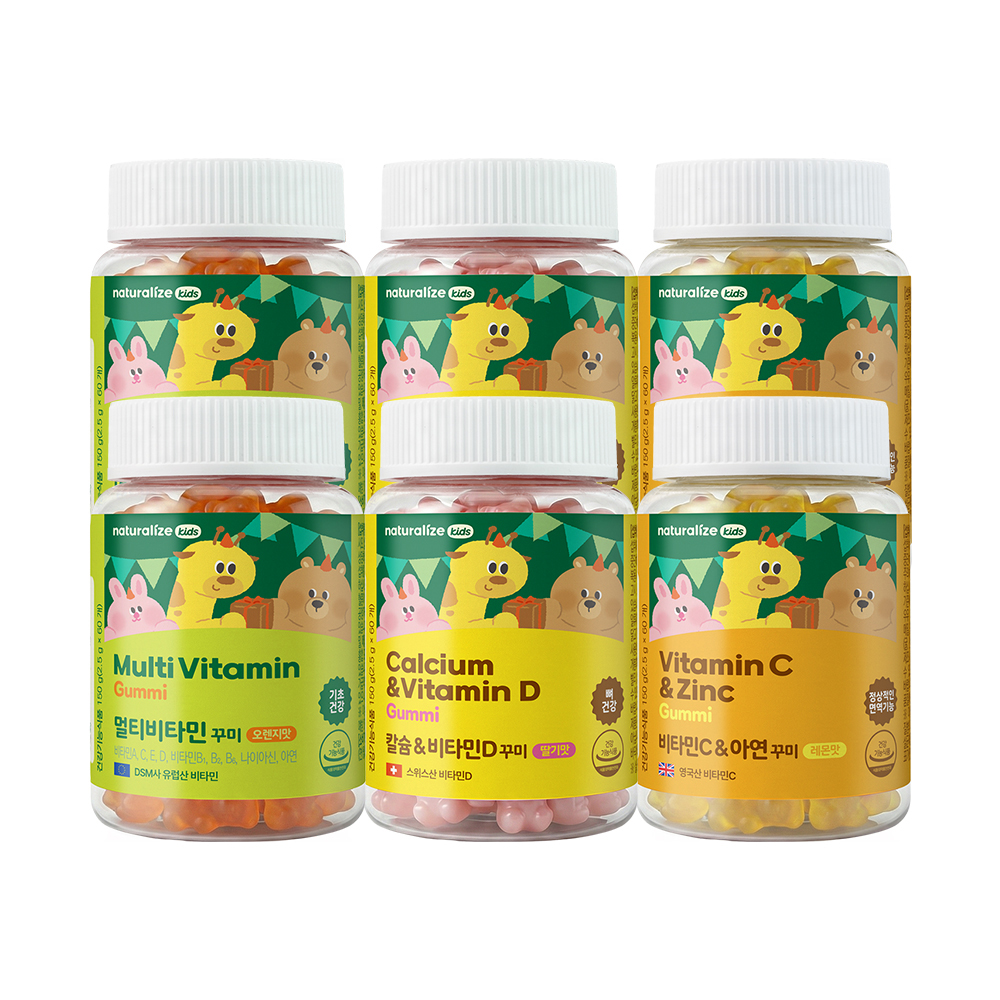 [5+1] 네추럴라이즈 꾸미 3종 6박스 / 멀티비타민 칼슘&amp;비타민D 비타민C&amp;아연 젤리