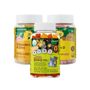 [3개월] 네추럴라이즈 어린이 비타민 젤리 키즈 종합 영양제 꾸미 혼합 3종