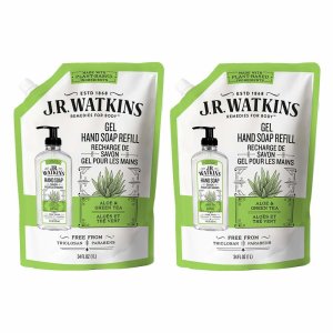 제이알와킨스 액상 손 세정제 리필 팩 1L 알로에 그린티 2팩 JR Watkins