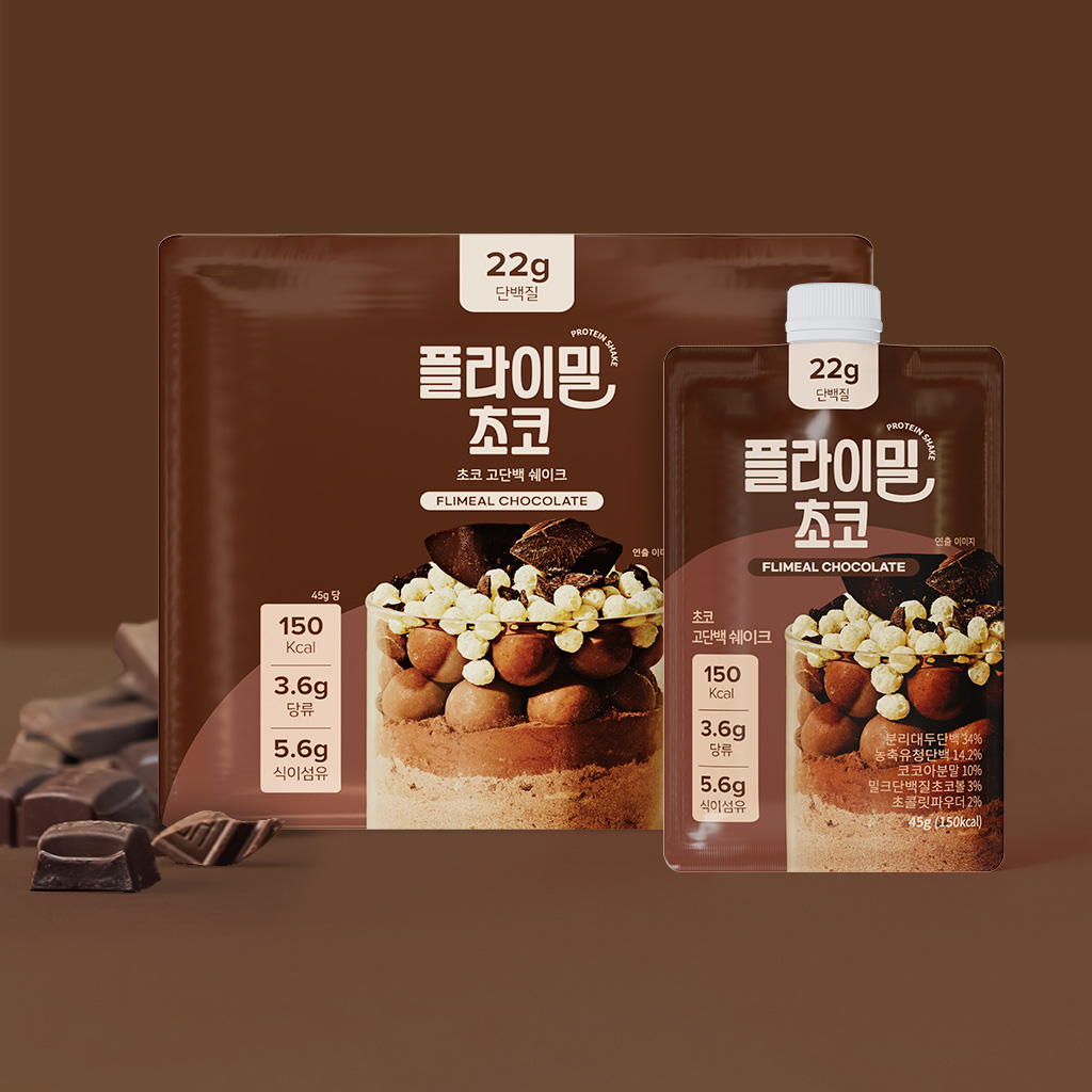 플라이밀 단백질 쉐이크 파우치 초코, 45g, 7개