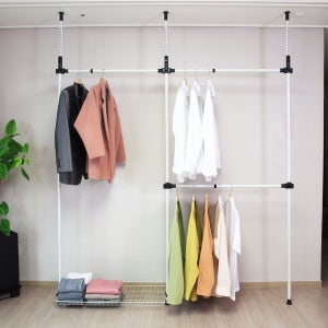스토피아 시스템행거 기둥 조립식 드레스룸 옷장 철제 고정형 400500 2단1단 길버트 행거