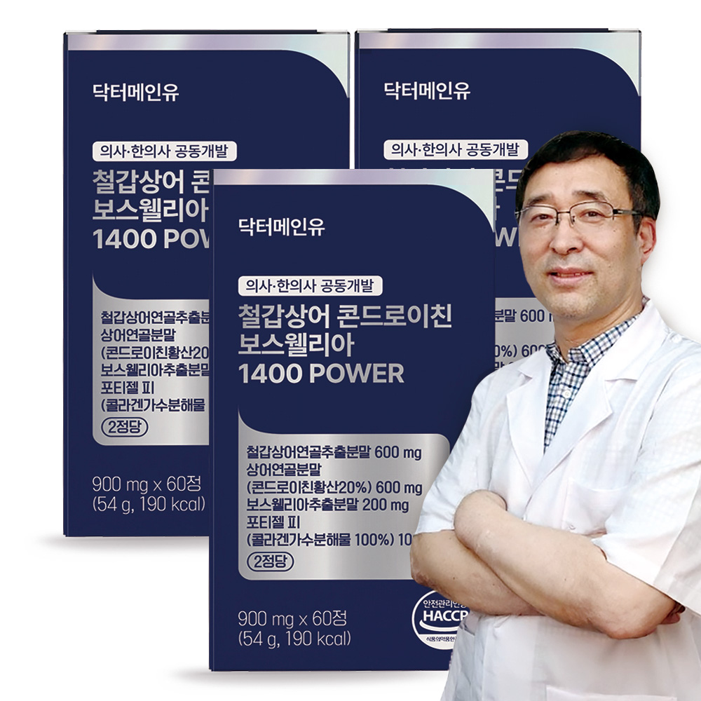 철갑상어 <b>콘드로이친</b> 보스웰리아 1400 파워 <b>상어 연골</b> 6형 C6S 60정, 3개
