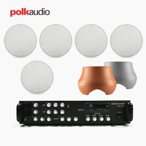V6S 실링스피커 5개+ATRIUM SUB100 서브우퍼+SR-450D 4채널 앰프 POLK AUDIO 매장 카페 상업용 음향패키지