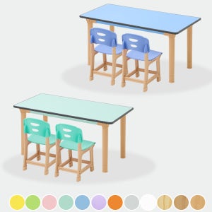 우레탄 유아 2인세트 / 교연교구 책상의자세트 어린이집 유치원 테이블