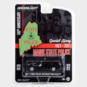미국 그린라이트 1:64 포드 폴리스 인터셉터 메인주 100주년 다이캐스트 자동차 모형