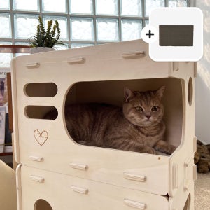 보드미펫 고양이숨숨집 원목 하우스 스크래쳐 동굴집