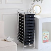 바퀴달린서랍장 이동식 철재 서랍장 블랙 미용실