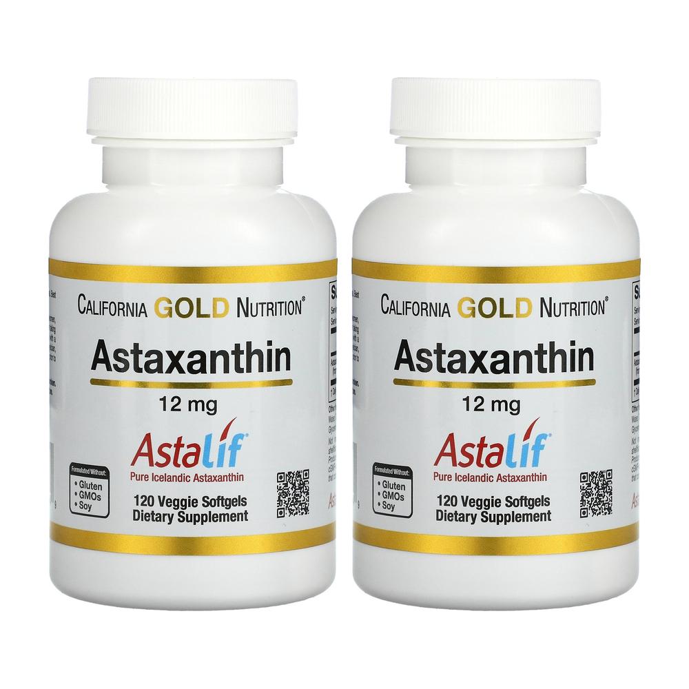 CGN <b>아스타잔틴</b> Astaliff 퓨어 아이슬란드 <b>12mg</b>, 2개 세트 120캡슐 2통