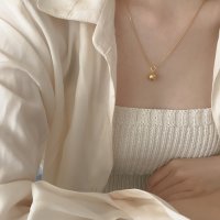 (모앳/목걸이) point ball necklace_gold (silver925) 실버925네크리스 데일리 드롭 골드볼목걸이