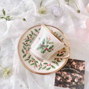 레녹스 홀리데이 빈티지 찻잔 커피잔 본차이나 컵앤소서 세트