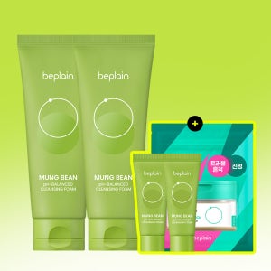 [+20mlx2개+시카테롤패드10매] 비플레인 녹두 약산성 클렌징폼 160ml, 2개