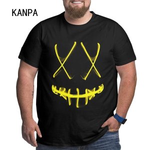 KANPA Teeth 그래픽 남성 코튼 오버 사이즈 T 셔츠 빅 톨 맨 아버지 여름 숏 플러스 탑 티셔츠 6XL