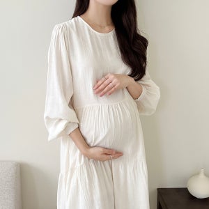 앨리스 쉬폰 셔링 롱 임산부원피스 빅사이즈 레이어드 이너원피스 봄 가을 만삭 임부복