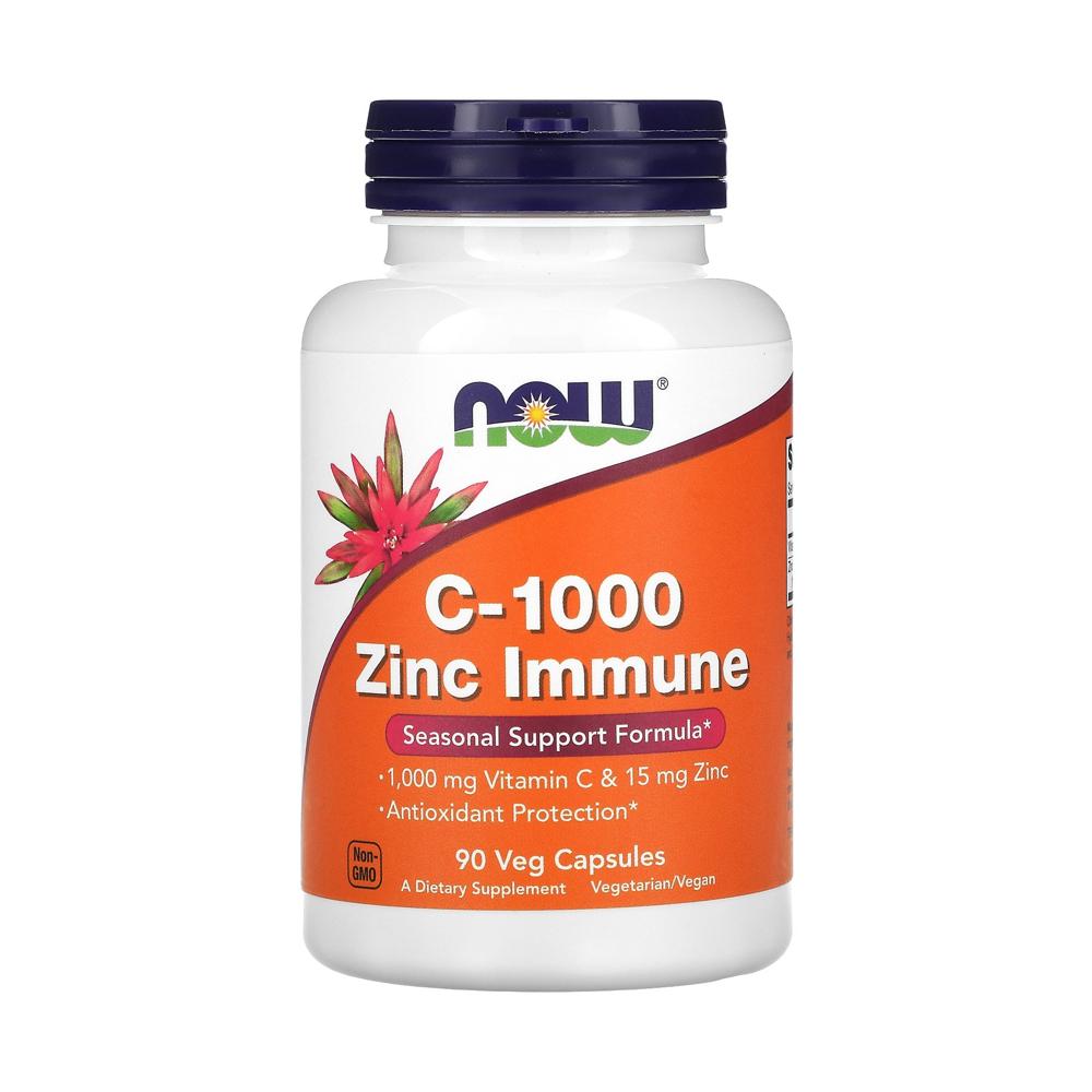 나우푸드 <b>C-1000 징크</b> 이뮨 비타민씨 1000mg 아연 <b>15</b>mg 식물성 캡슐 90개입