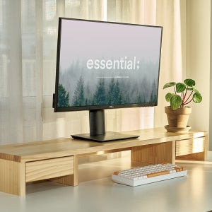 원목 2서랍형 모니터받침대 와이드 듀얼 1000 코팅마감