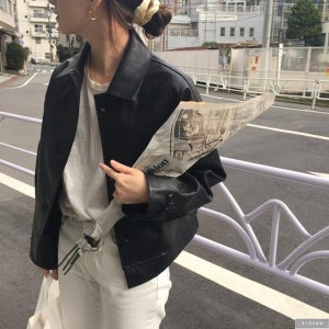 라엠 가죽 싱글 카라 가죽 레더 자켓 2col 가을 봄 PU 오버핏 고급소재 제이플로우