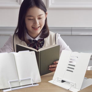 하비 각도조절독서대 휴대용 북스탠드 책받침대 화이트 26cm