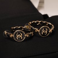 샤넬 블랙 에나멜 로고 링 귀걸이 CHANEL CC logo earings