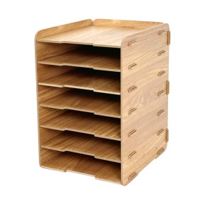 올지 우드 세로 서류보관함 A4 문서 파일 정리 6단, 브라운